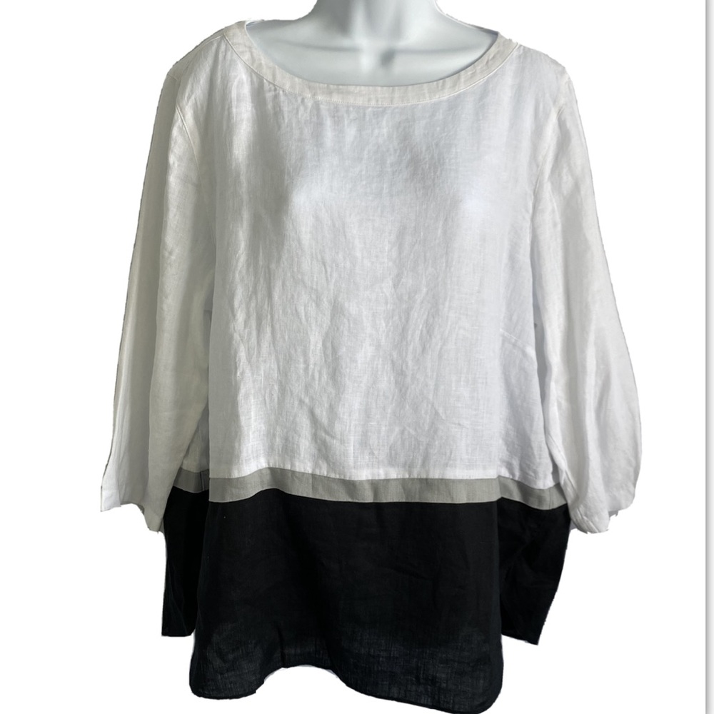 NWT J. Jill Lagenlook Linen Color Block Blouse